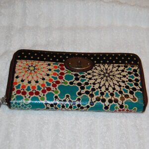 FOSSIL 8"x 4"  Vinyl "Key Per' Wallet W/ 16" 3 Sided Zipper